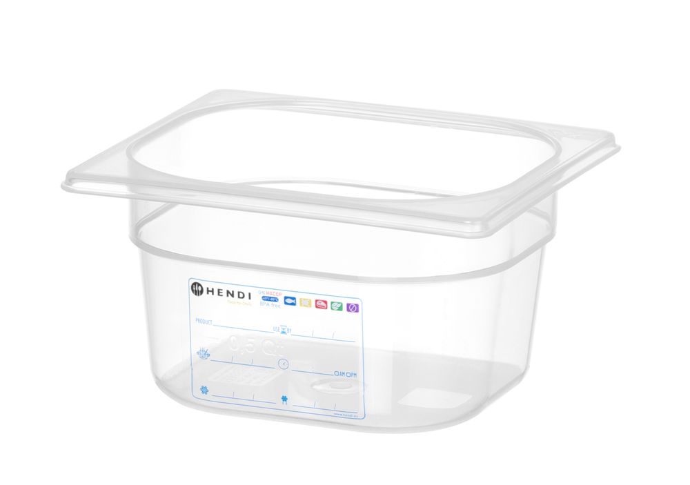 Contenitore Gastronorm 1/6, HENDI, GN 1/6, 1,6L, Trasparente, 176x162x(H)100mm