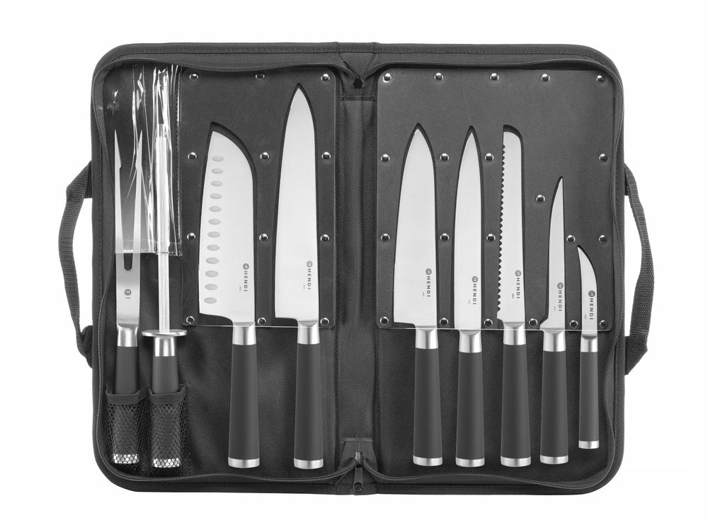 Set di coltelli da 9 pezzi, HENDI, Nero, 445x260x(H)65mm