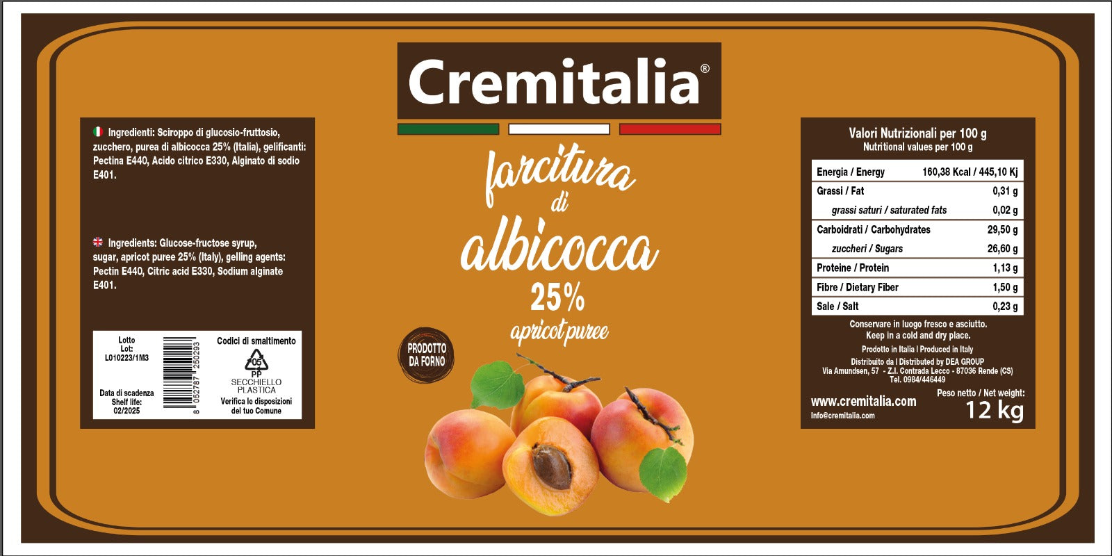 Passata di albicocca 25 Cremitalia Kg 12