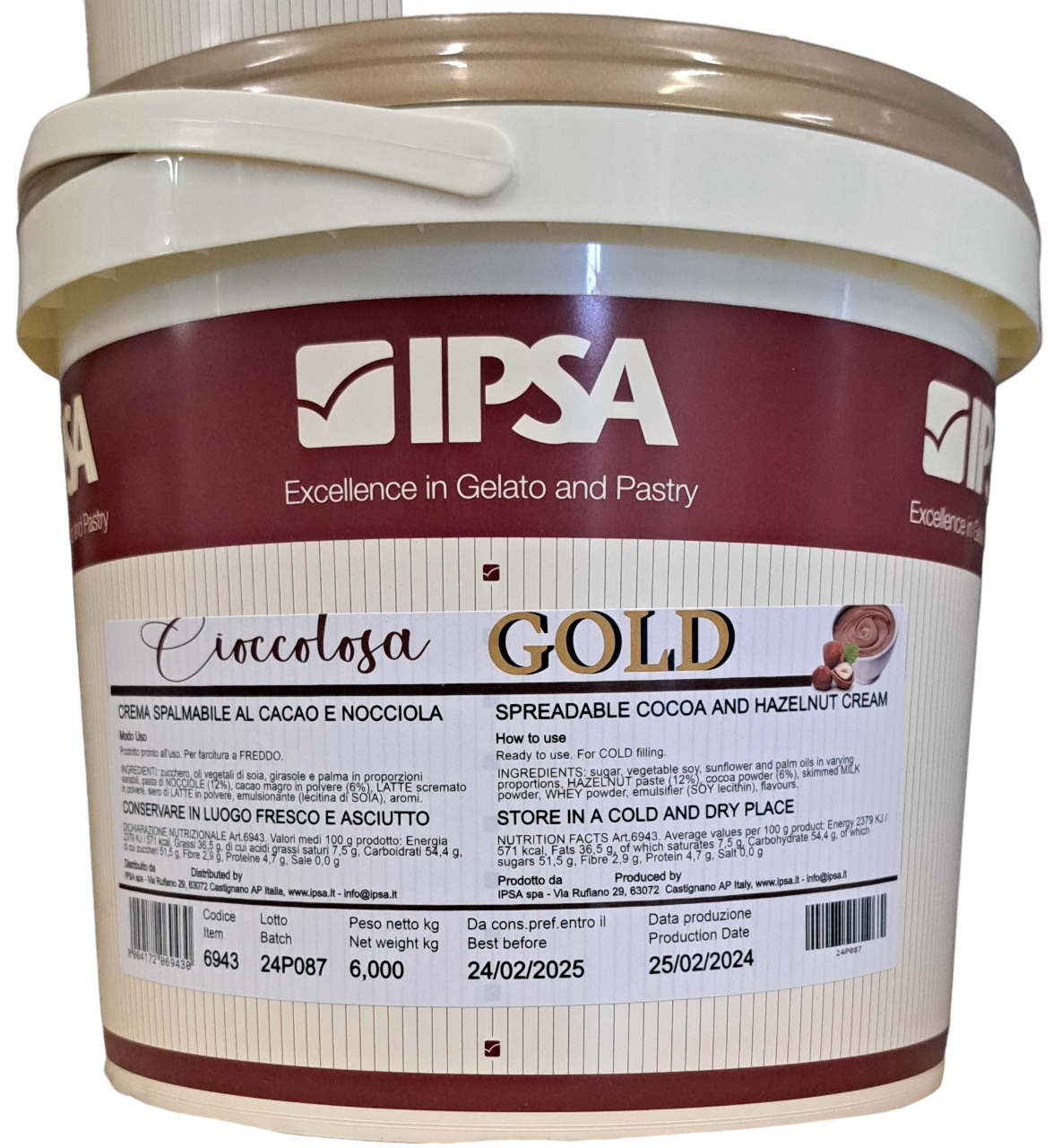 Cioccolosa Gold - crema Spalmabile al 12% Ipsa Kg 6