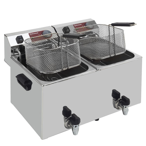 Friggitrice elettrica da tavolo 2x10 litri + rubinetto - DIAMOND - immagine 2