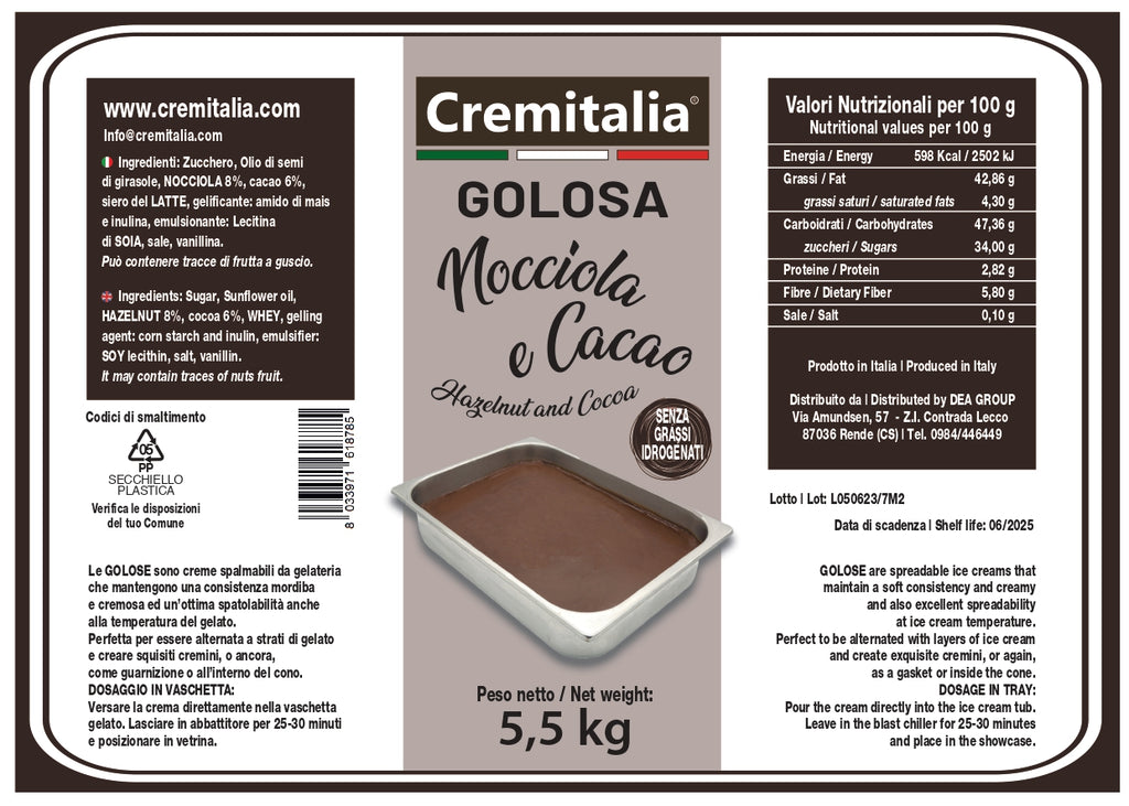 Golosa Nocciola e Cacao Cremitalia Kg 5,5