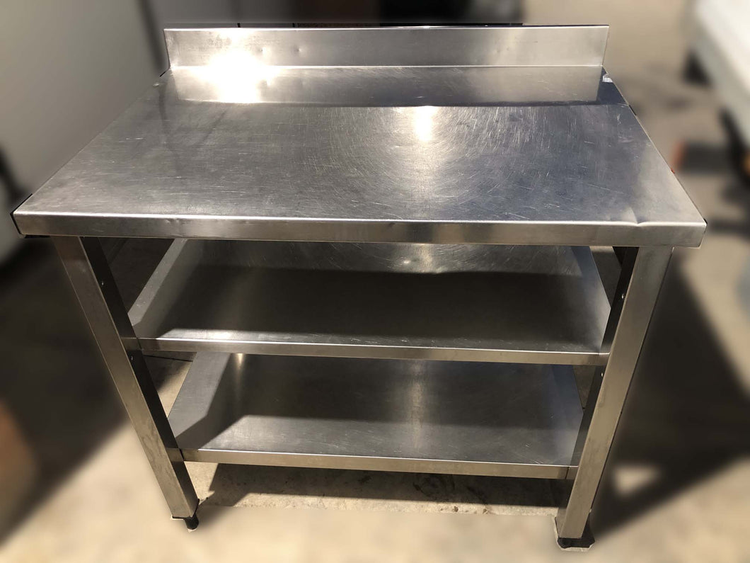Banco a giorno in acciaio inox 100x70 con 2 ripiani