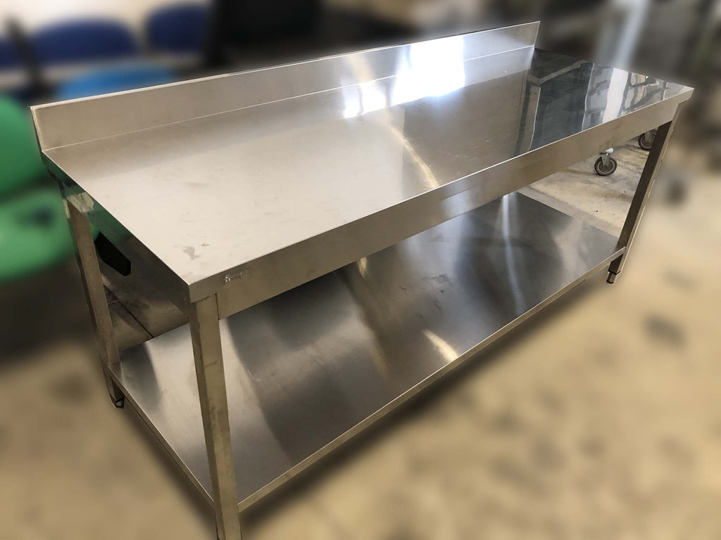 Banco a giorno in acciaio inox  cm 200x70 con ripiano inferiore FORCAR - immagine 4