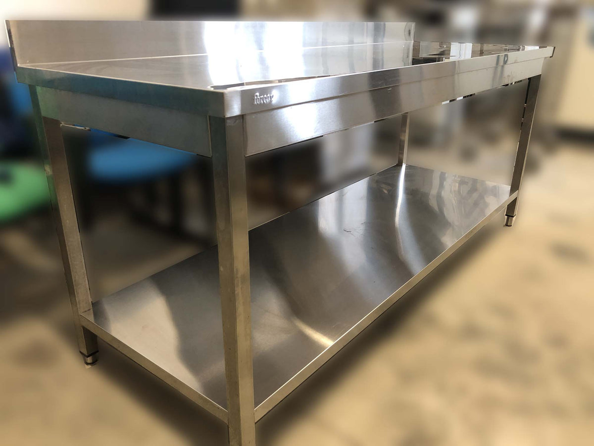Banco a giorno in acciaio inox  cm 200x70 con ripiano inferiore FORCAR - immagine 5