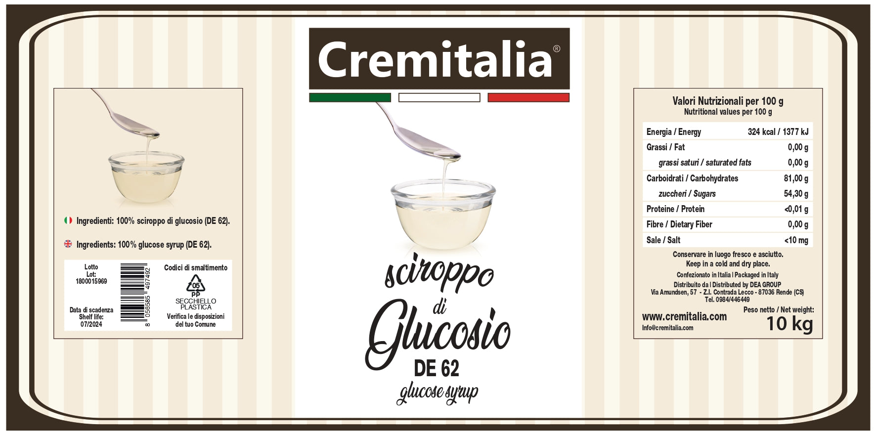 Sciroppo di glucosio 62 DE- Secchiello Cremitalia Kg 10