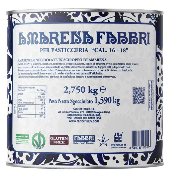 Fabbri Amarene a chicchi T/F 16/18 latta 2.75 kg