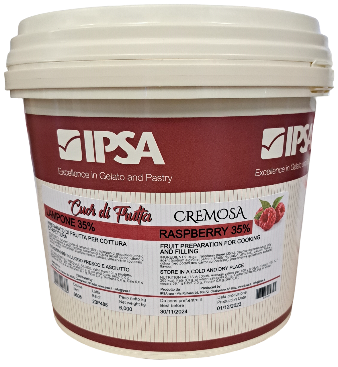 Cuor di Frutta Cremosa Lampone 35% Ipsa Kg 6