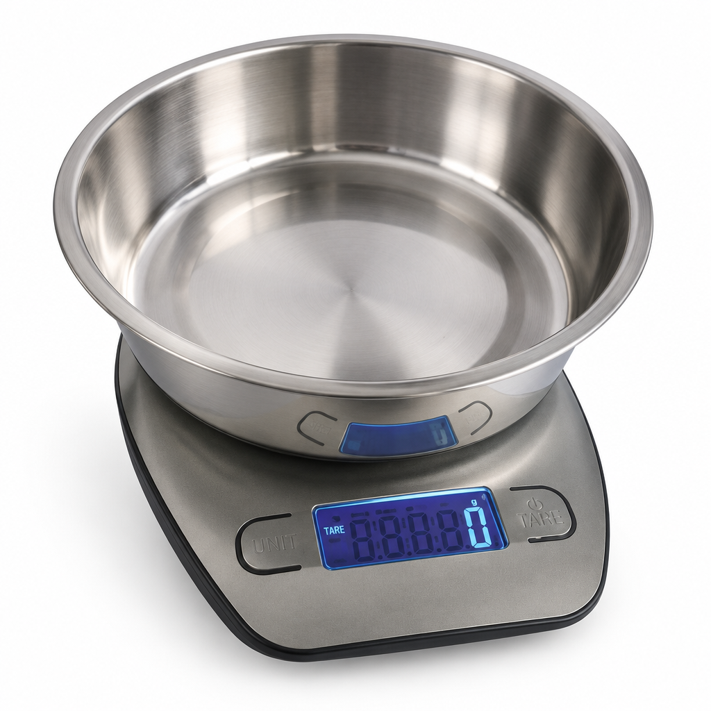 Bilancia digitale in acciaio inox Cardinale – vista laterale 3/4