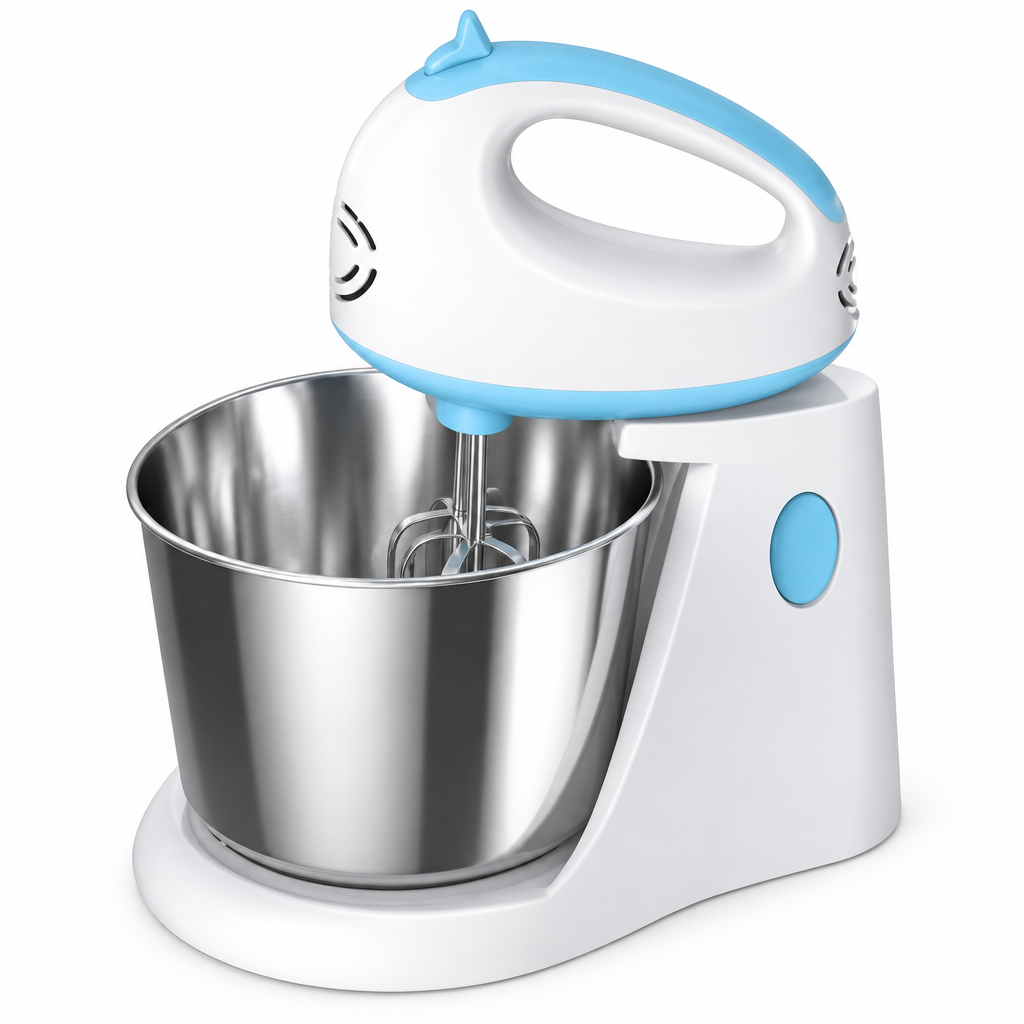 Mixer con fruste e ciotola inox Cardinale – vista laterale 3/4