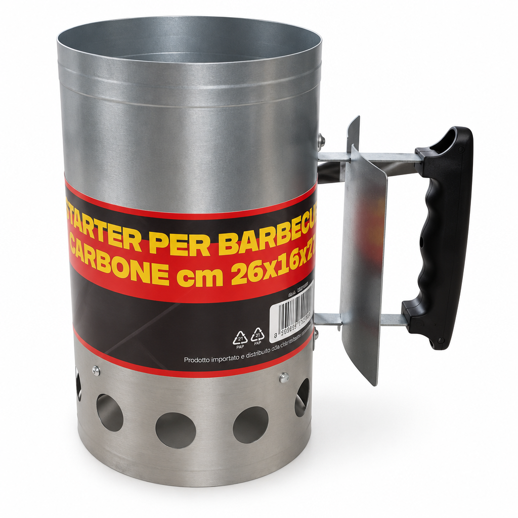 Starter per barbecue a carbone Cardinale – vista laterale 3/4
