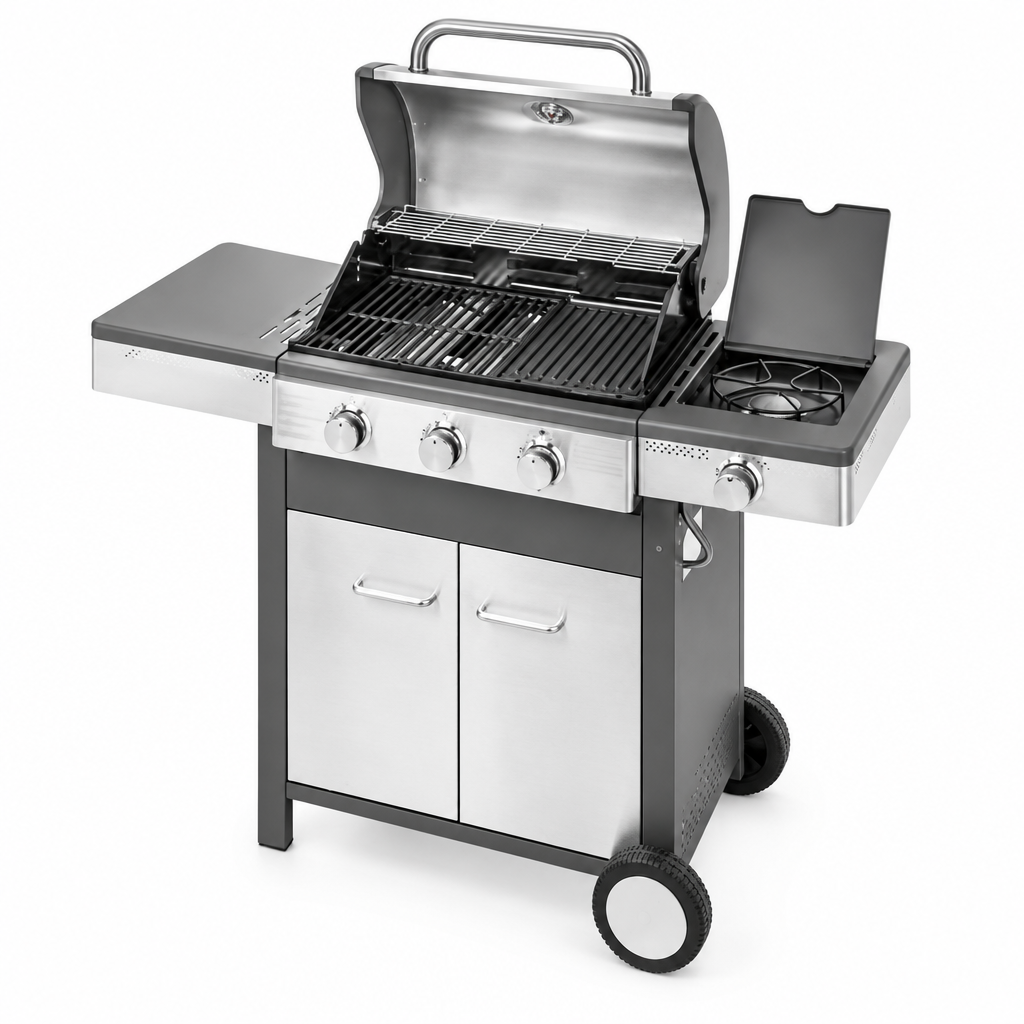 Barbecue a gas Indianapolis 4/B Ompagrill – vista laterale 3/4