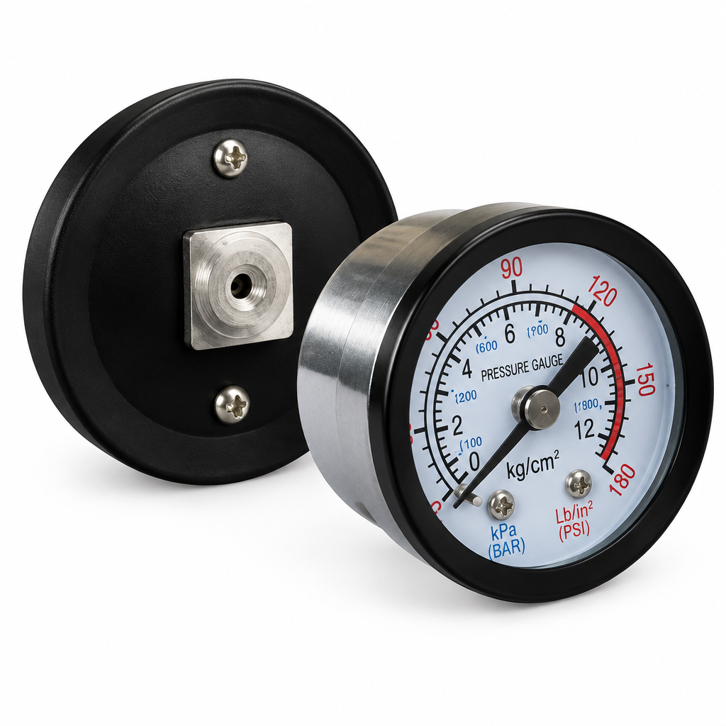 Manometro di ricambio per compressore silenziato 24 lt Cardinale - vista laterale