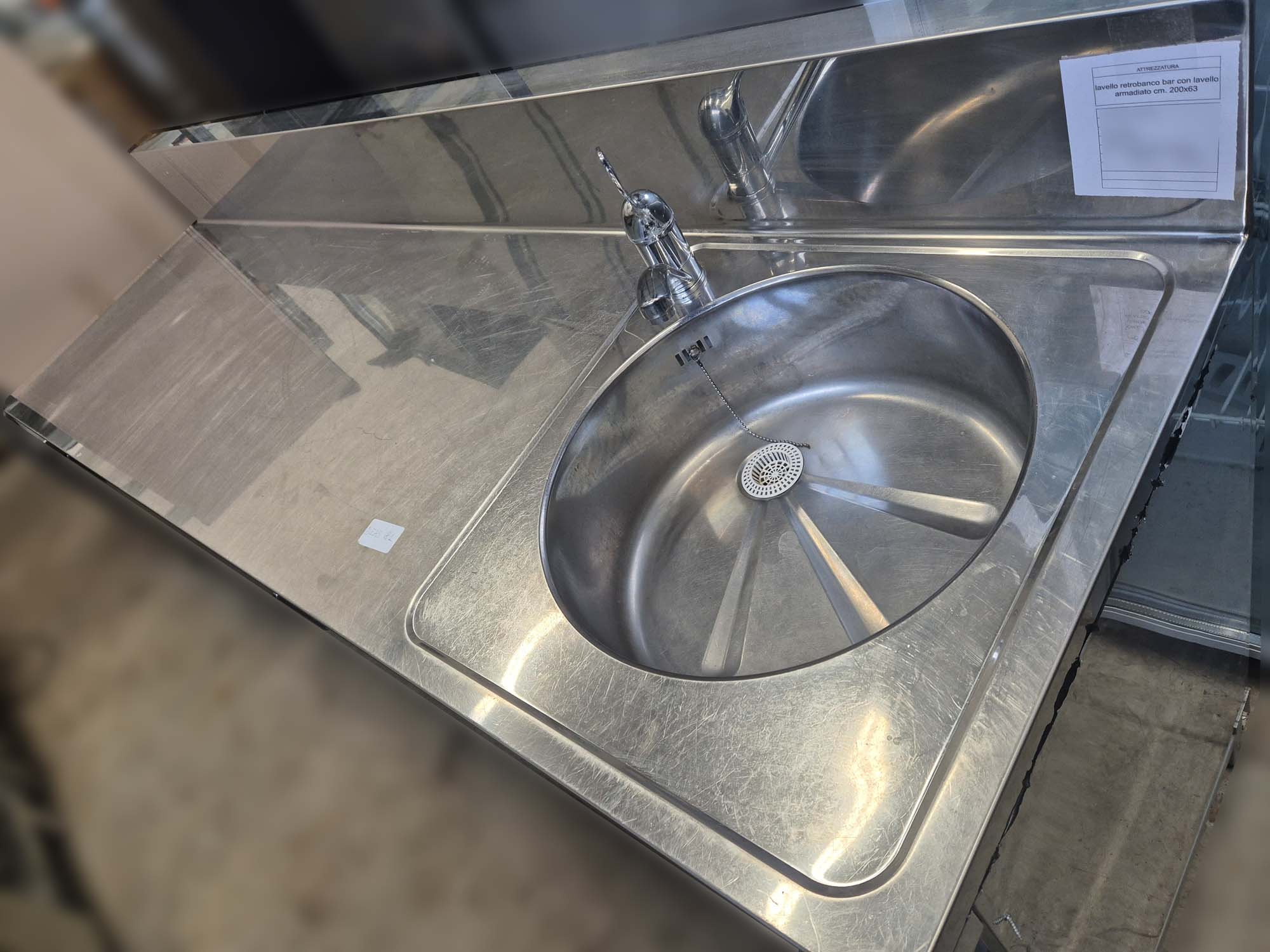 Lavello retrobanco bar in acciaio - Dea Distribuzione