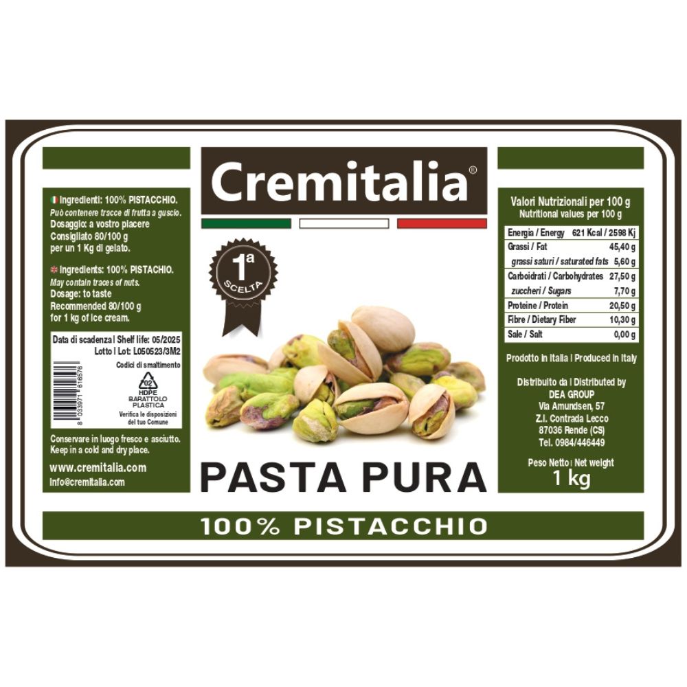 Pasta Pistacchio Puro 100% Mediterraneo Cremitalia kg 1