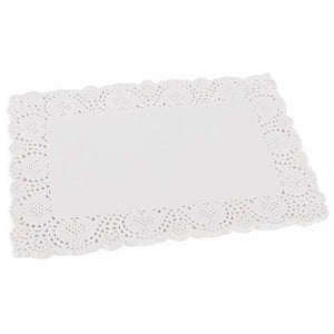 Centrino di pizzo in carta bianca per pasticceria  cm 14x24 Pz 100