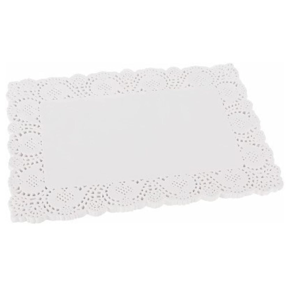 Centrino di pizzo in carta bianca per pasticceria  cm 15x35 Pz 100