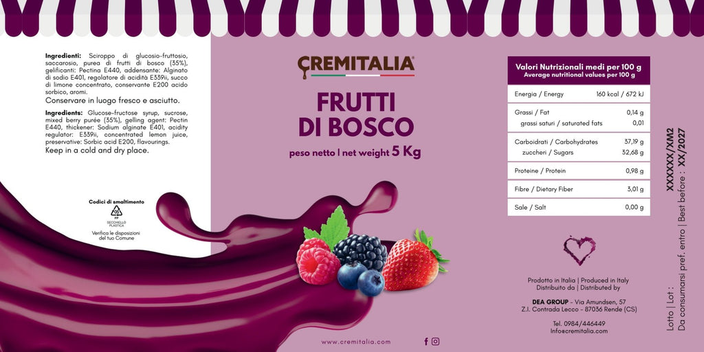 Ricarica Frutti di Bosco per dosatore Cremitalia Kg 5 - Dea Distribuzione