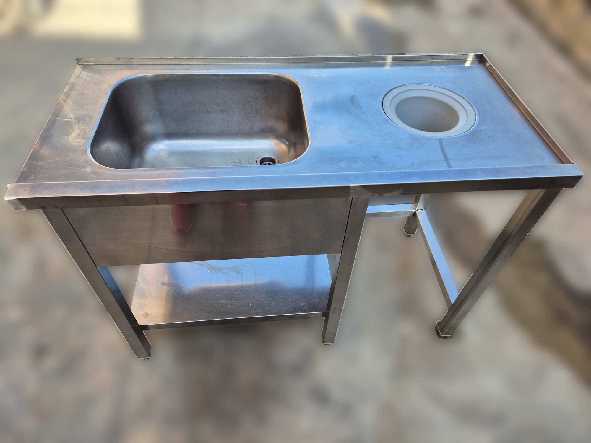 Tavolo preparazione con foro pattumiera 120x55x85 - Dea Distribuzione