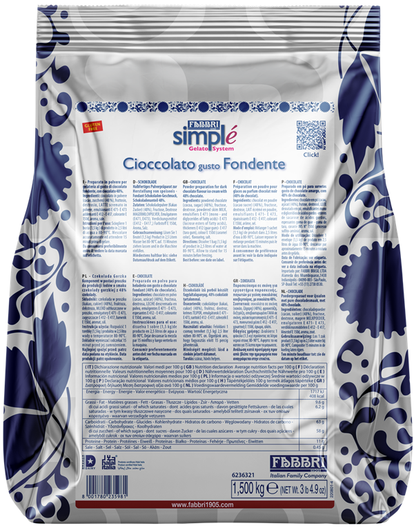 Simplé Cioccolato fondente FABBRI 1,5 Kg