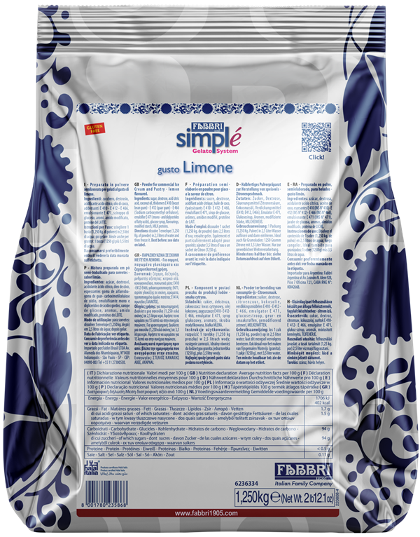 Simplé Limone (in polvere) FABBRI 1,25 Kg - Dea Distribuzione